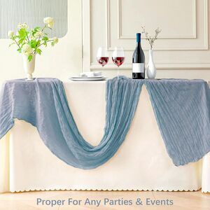 VARSS 6 Pack Dusty Blue Cheesecloth Table Runner 8-10FT Rustic Gauze Fabric